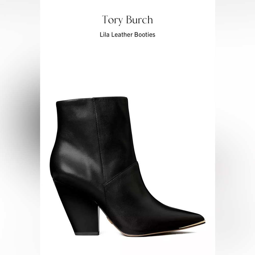 Tory Burch Black Lila Leather Ankle Booties